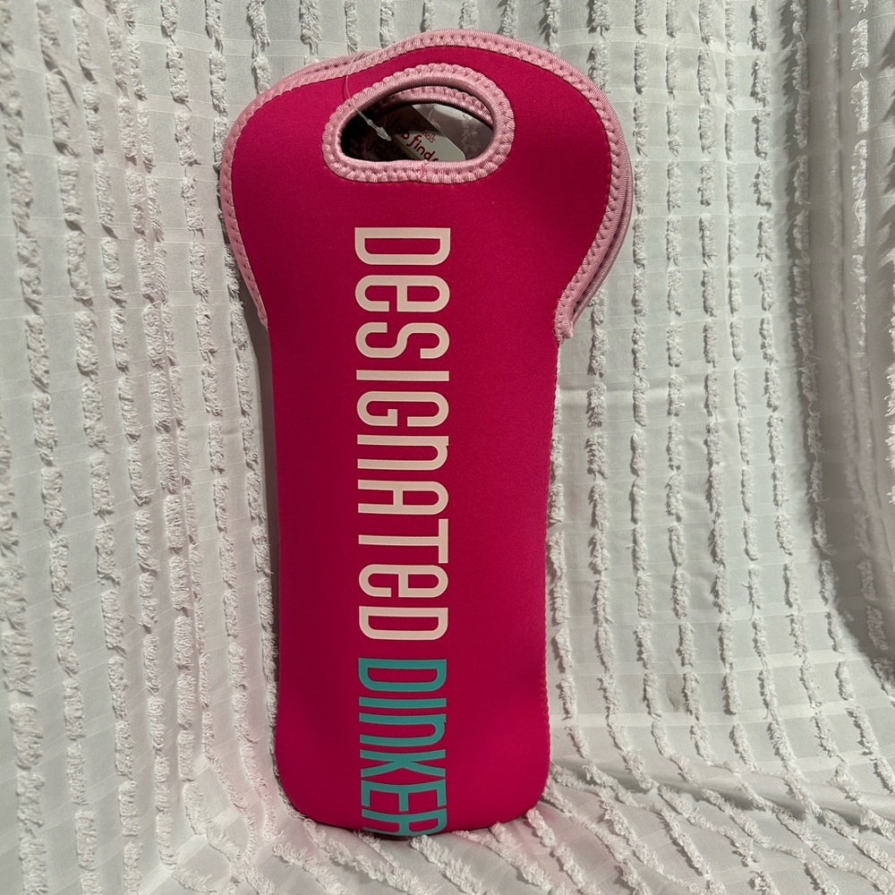 Bright Pink Designated‎ Dinker (pickle ball reference) Neoprene Wine Bag